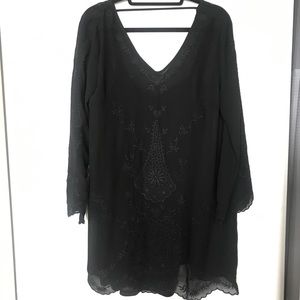 Black chiffon long sleeve dress